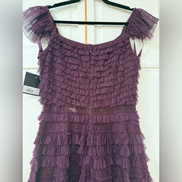 NWT |Mac Duggal 8054 Amethyst Purple Ruffle Cap Sleeve Tiered Midi Dress Size 6 - Picture 8 of 8